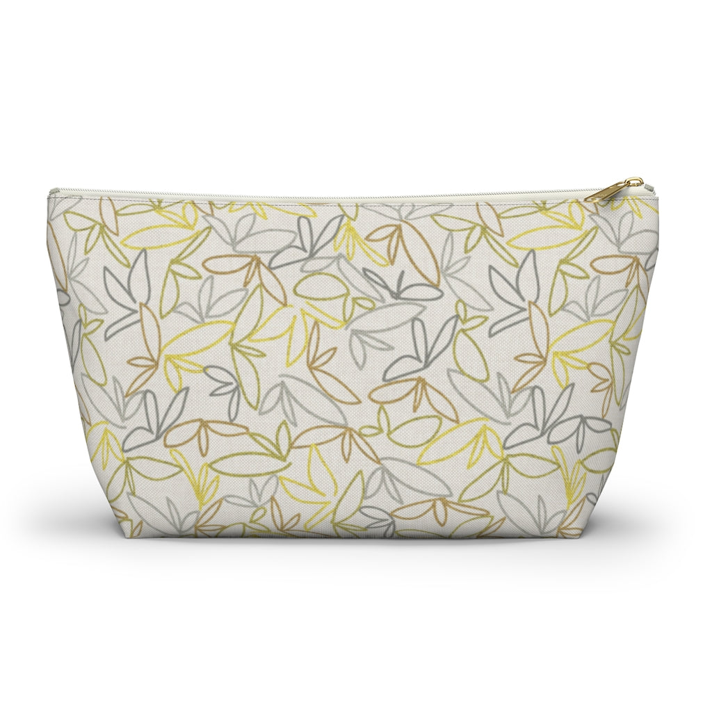 Sketch Leaf Accessory Pouch w T-bottom in Yellow