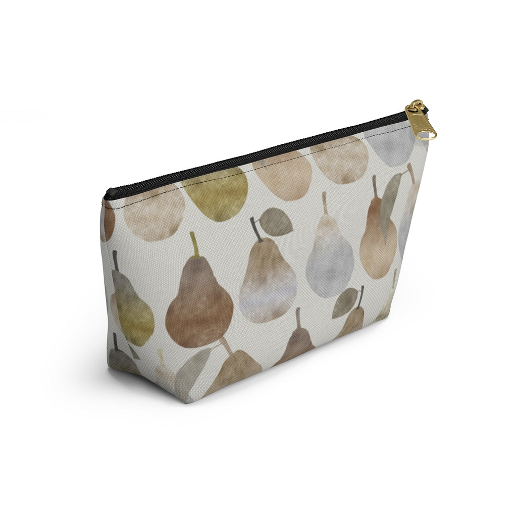 Watercolor Pears Accessory Pouch w T-bottom in Brown