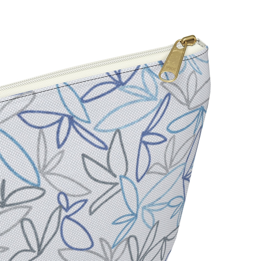 Sketch Leaf Accessory Pouch w T-bottom in Blue