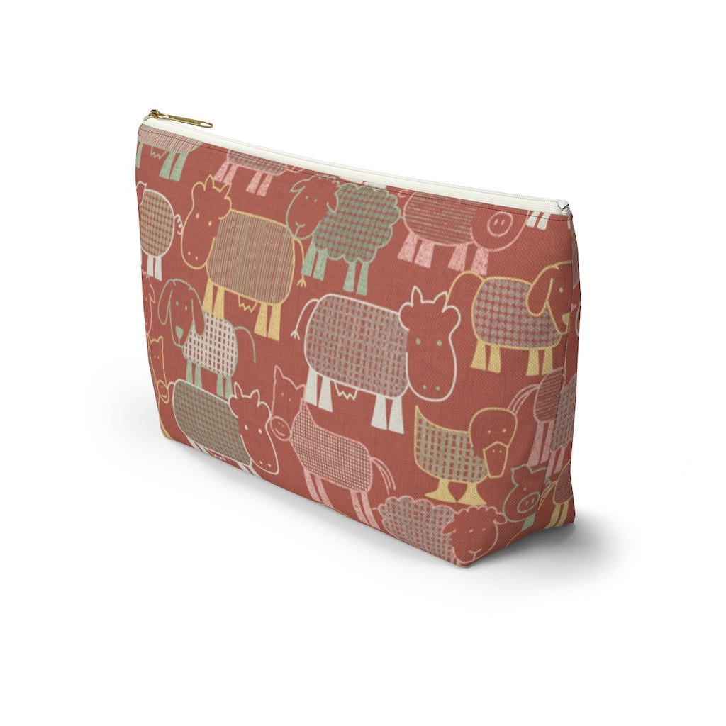 Animal Farm Accessory Pouch w T-bottom in Pink