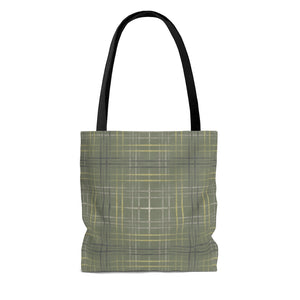Painterly Plaid Tote Bag in Green