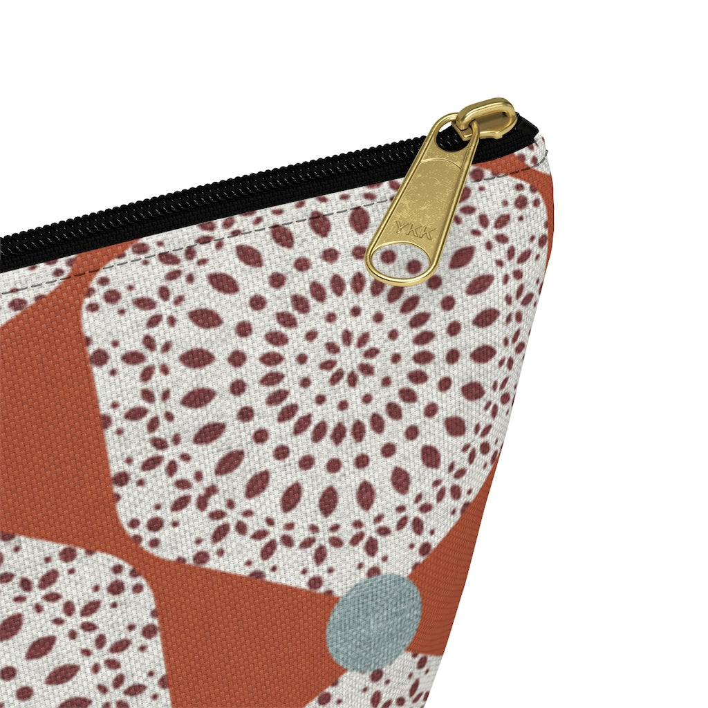 Lace Hexagon Accessory Pouch w T-bottom in Orange