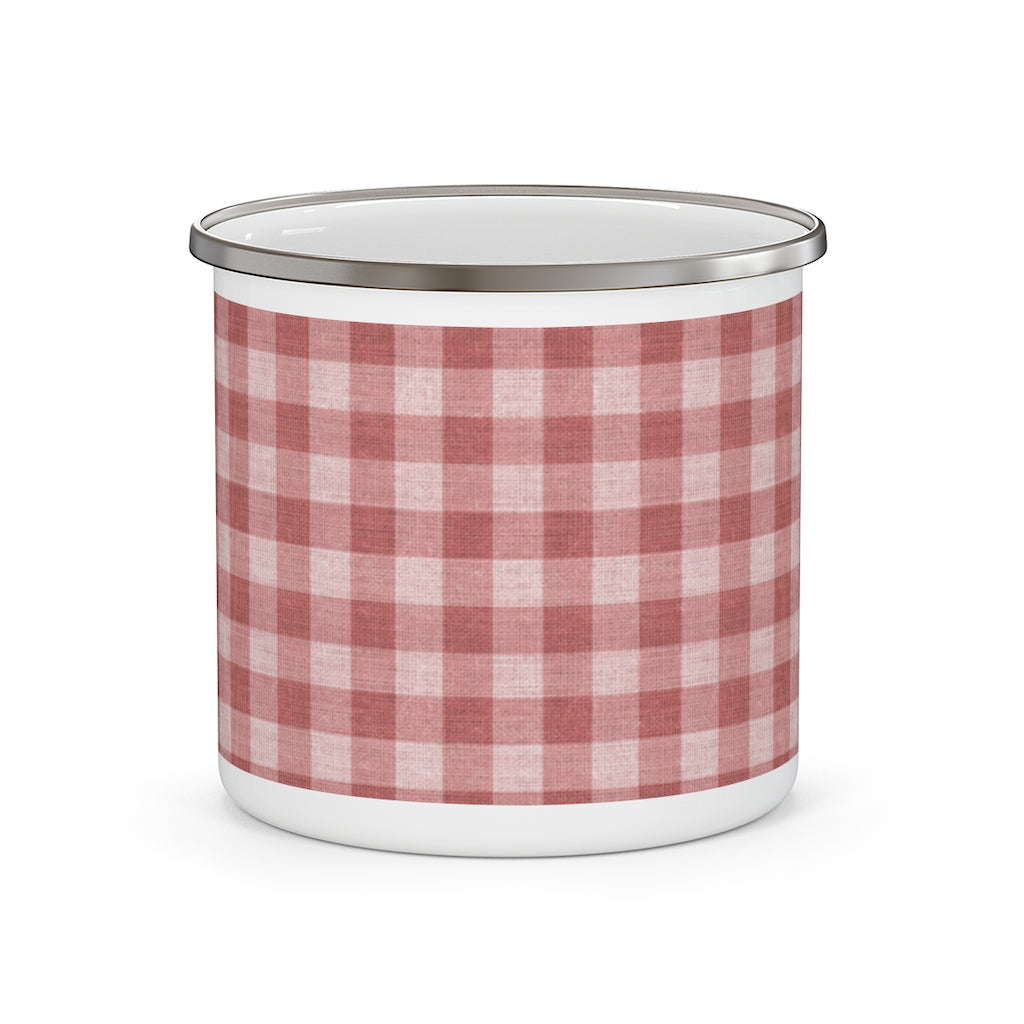 Buffalo Check Enamel Mug in Peach