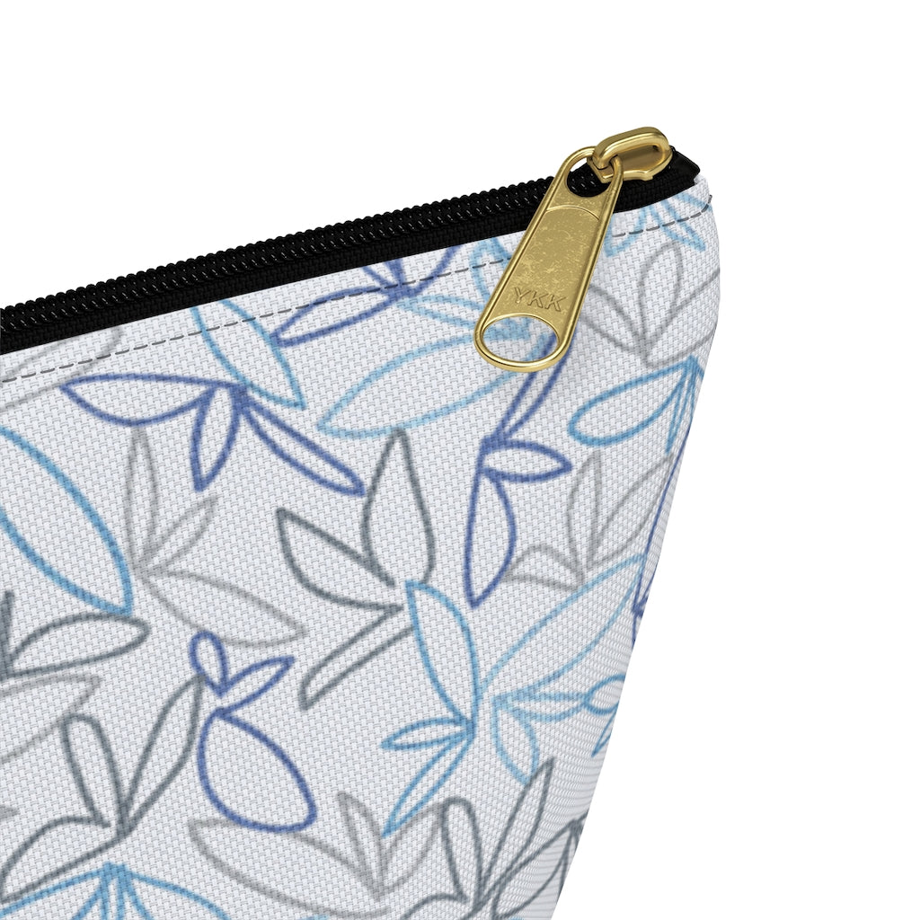 Sketch Leaf Accessory Pouch w T-bottom in Blue