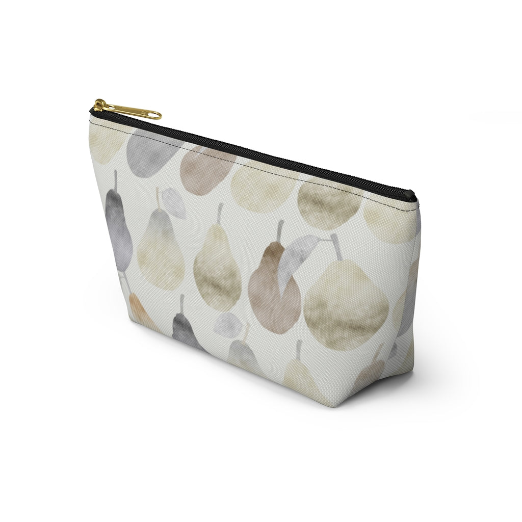 Watercolor Pears Accessory Pouch w T-bottom in Cream