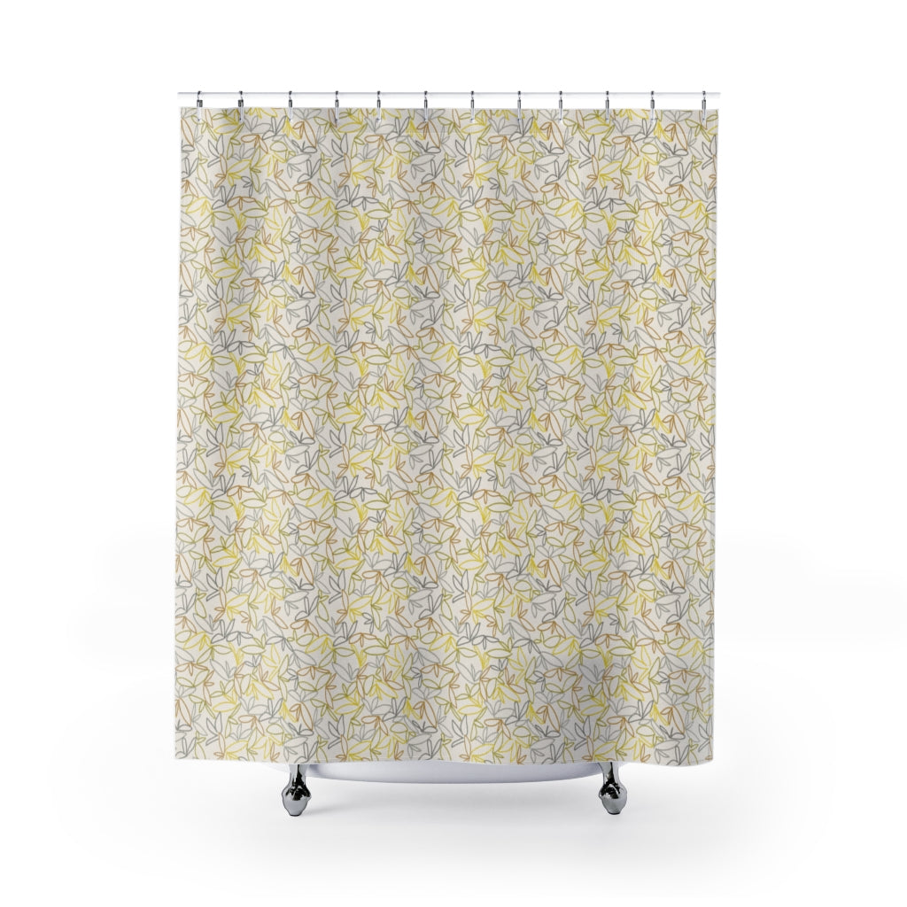 Sketch Leaf Shower Curtain in Yellow