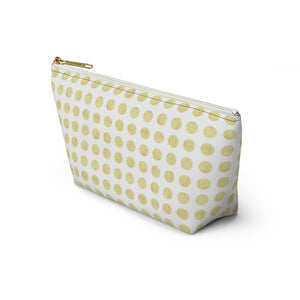 Textured Polka Dots Accessory Pouch w T-bottom in Yellow