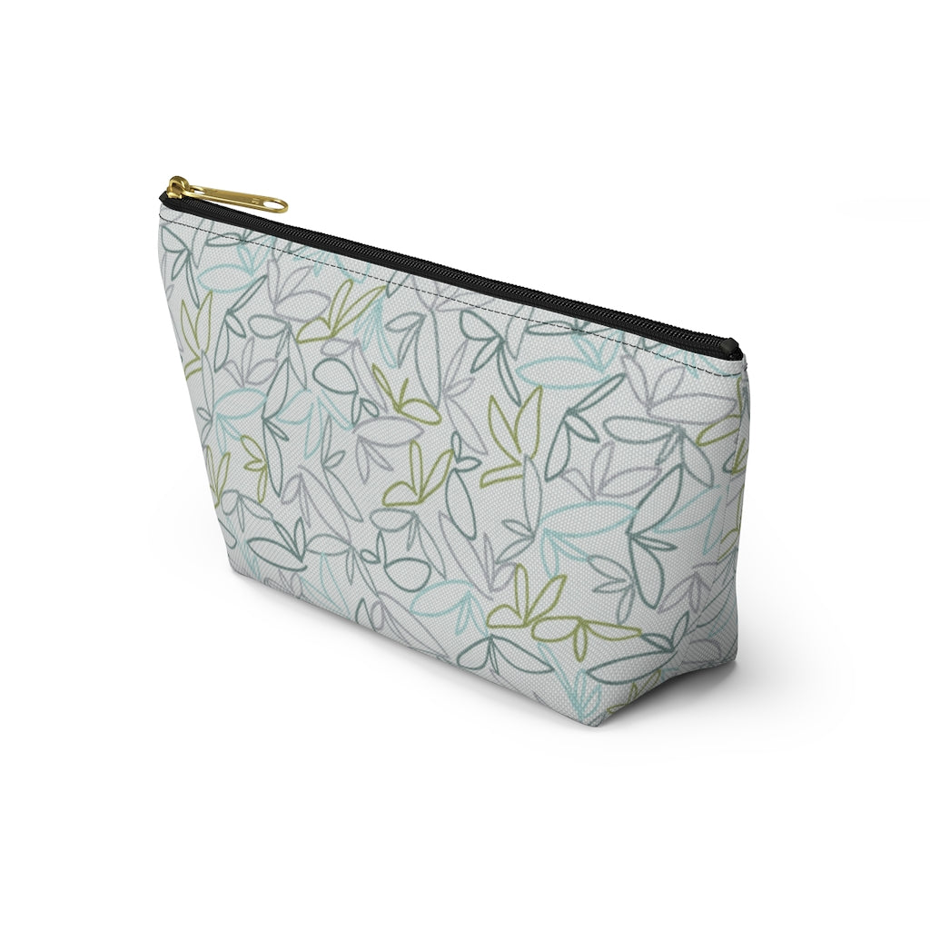 Sketch Leaf Accessory Pouch w T-bottom in Teal