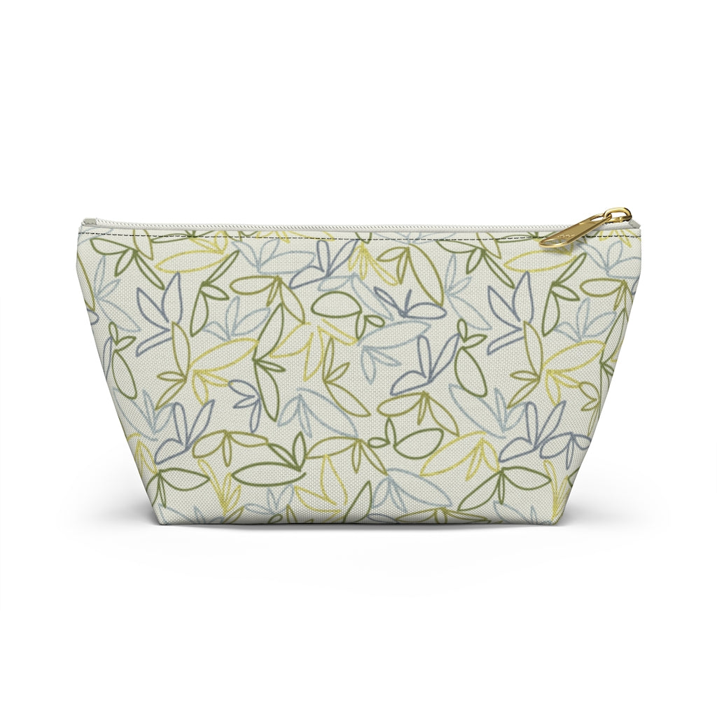 Sketch Leaf Accessory Pouch w T-bottom in Green