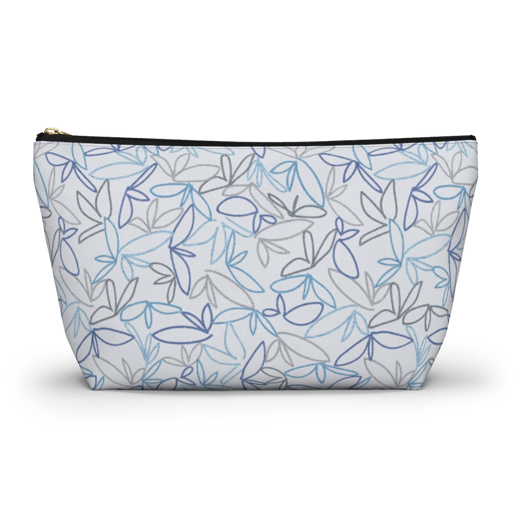 Sketch Leaf Accessory Pouch w T-bottom in Blue
