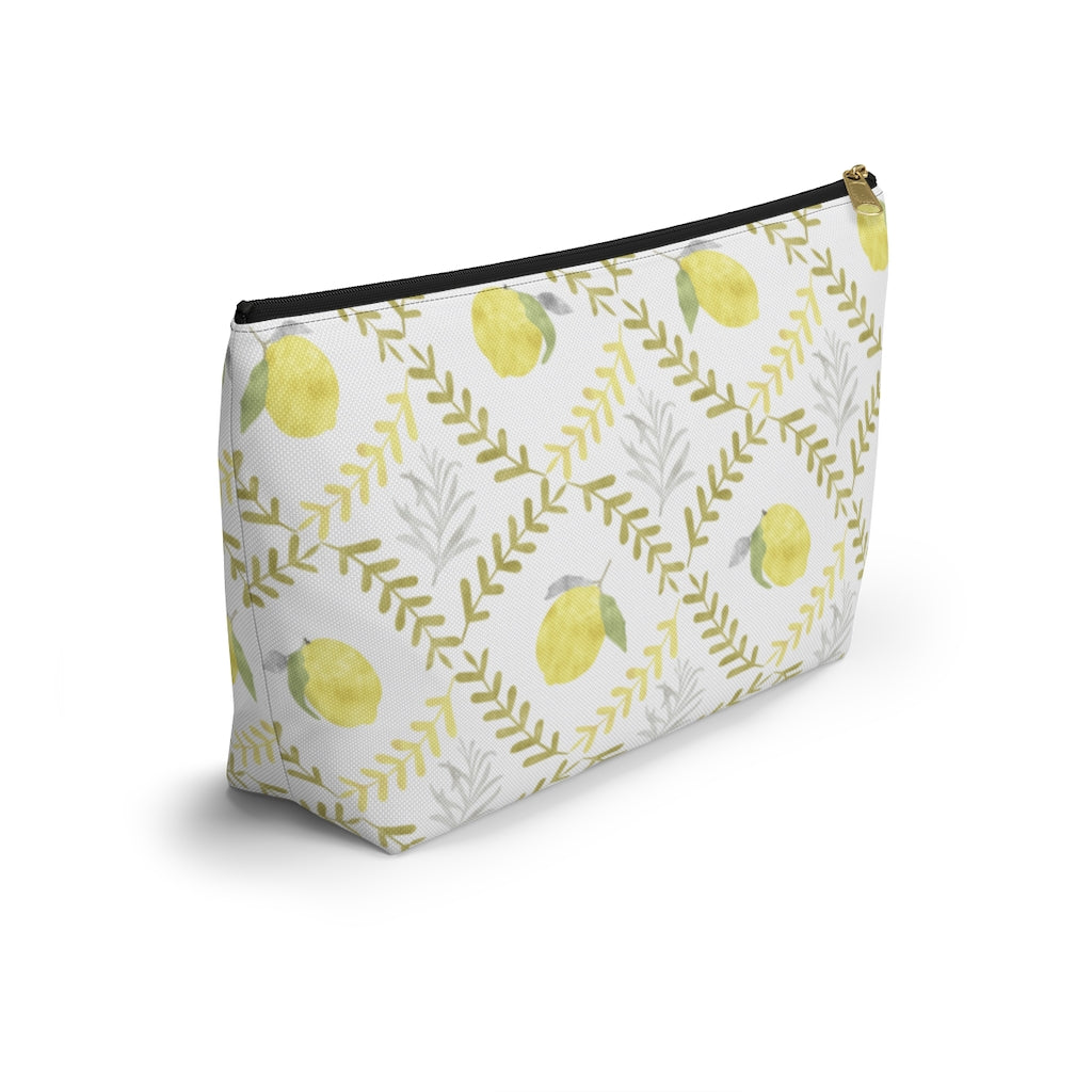 Lemon Tile Accessory Pouch w T-bottom in Yellow