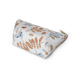 Watercolor Tossed Leaves Accessory Pouch w T-bottom in Orange