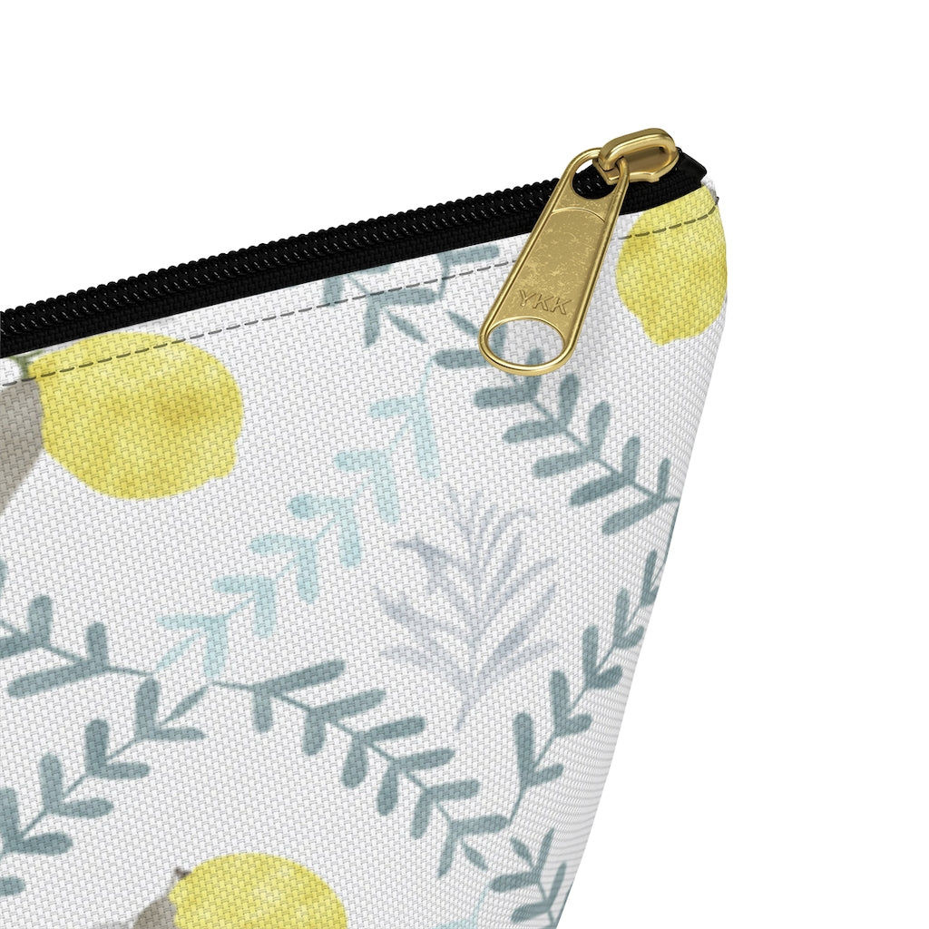 Lemon Tile Accessory Pouch w T-bottom in Aqua