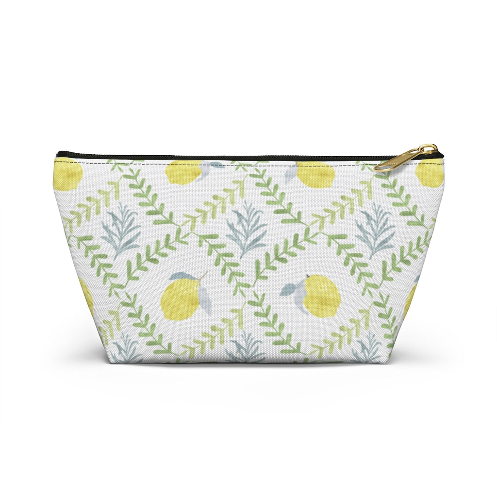 Lemon Tile Accessory Pouch w T-bottom in Green