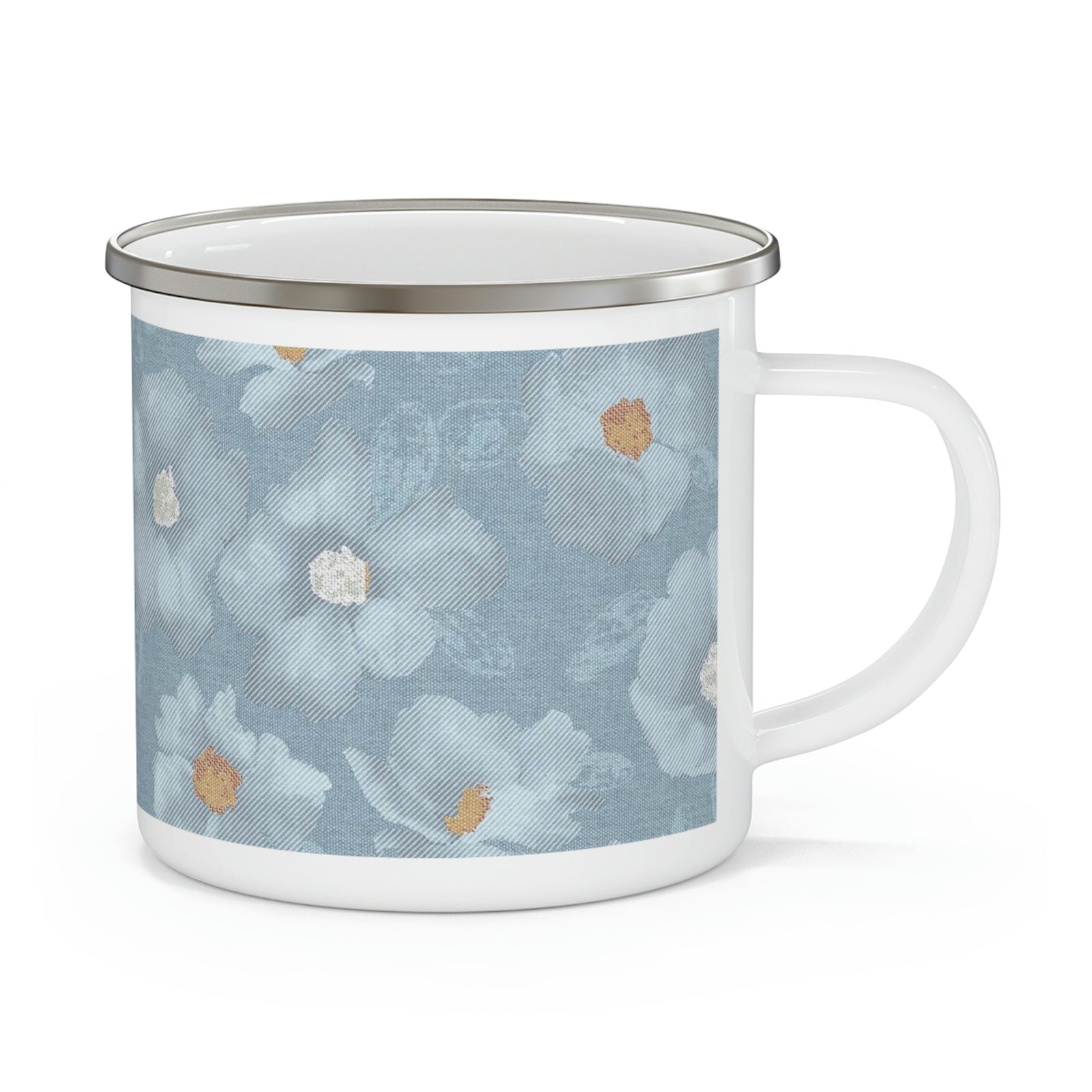 Rose Enamel Mug in Blue