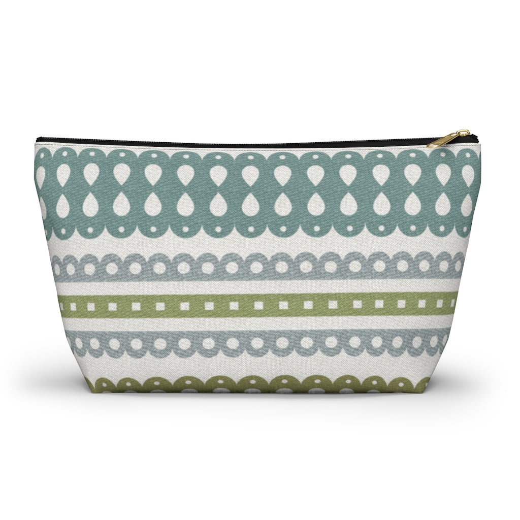 Ribbon Candy Accessory Pouch w T-bottom in Aqua