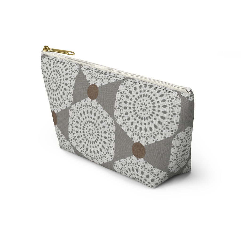 Lace Hexagon Accessory Pouch w T-bottom in Gray