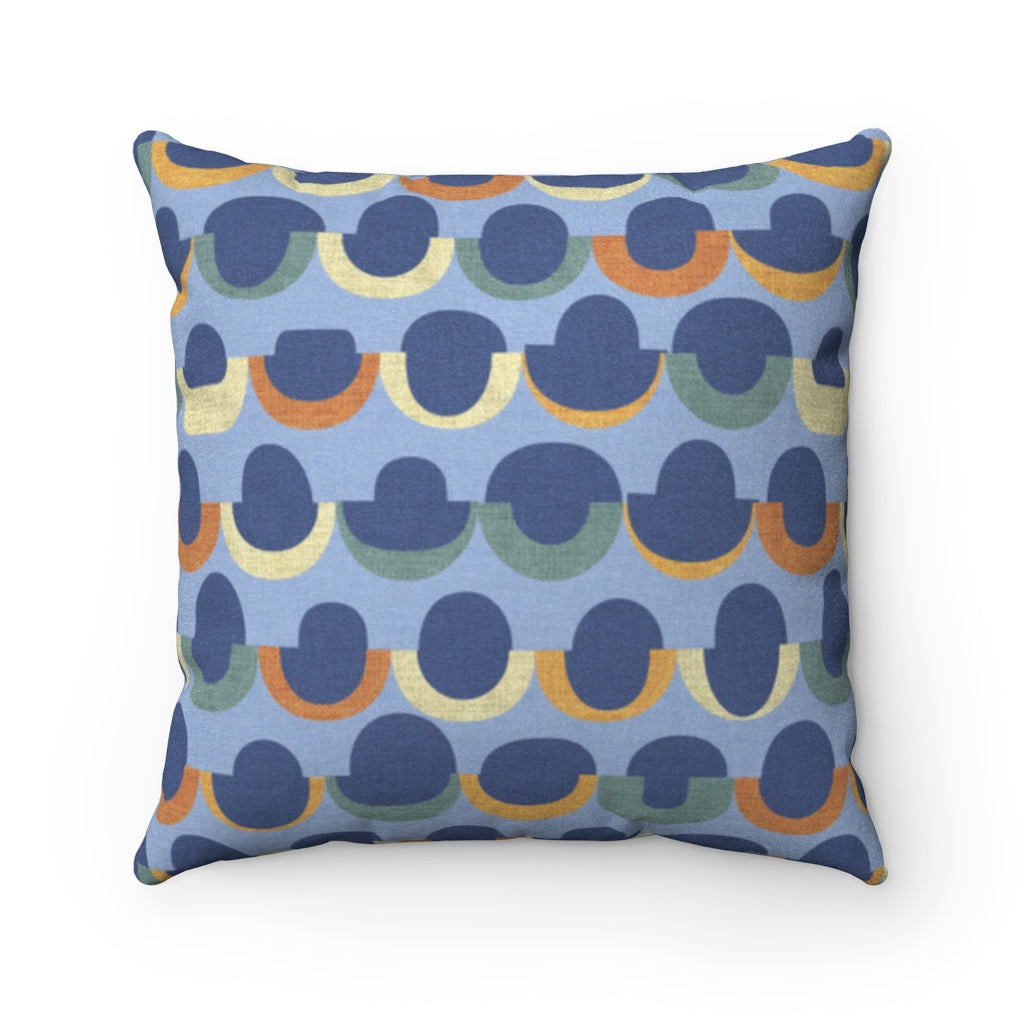 Half Moons Square Throw Pillow in Blue