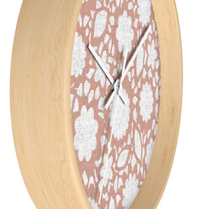 Floral Eyelet Lace Wall Clock in Coral