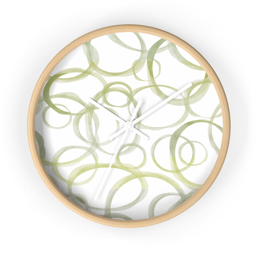 Watercolor Rings Wall Clock in Green