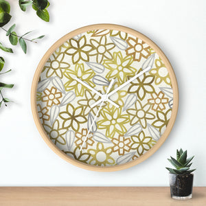 Floral Lace With Leaves Wall Clock in Yellow