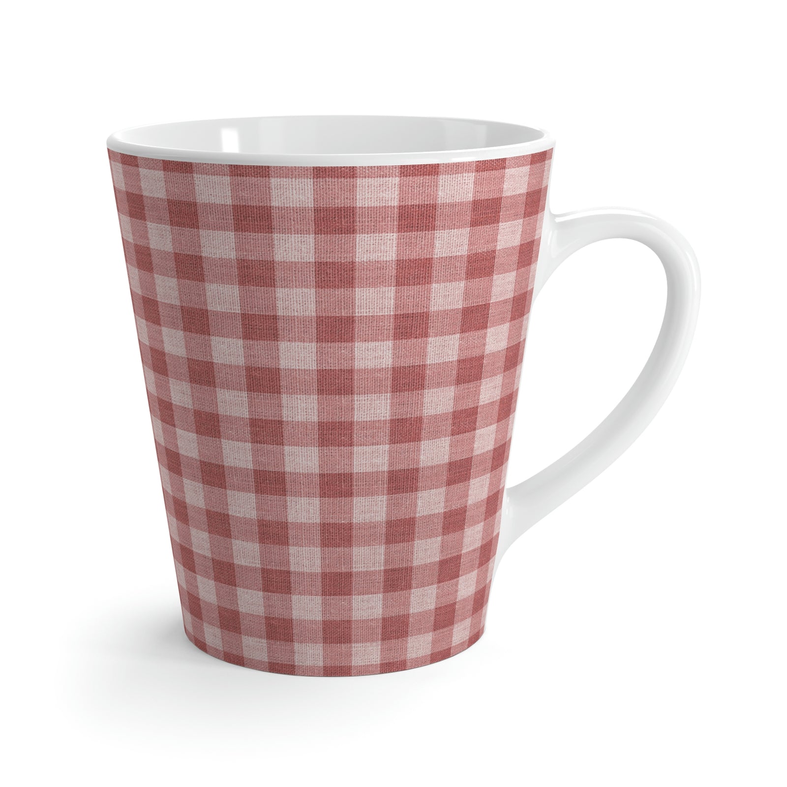 Buffalo Plaid Latte Mug in Peach