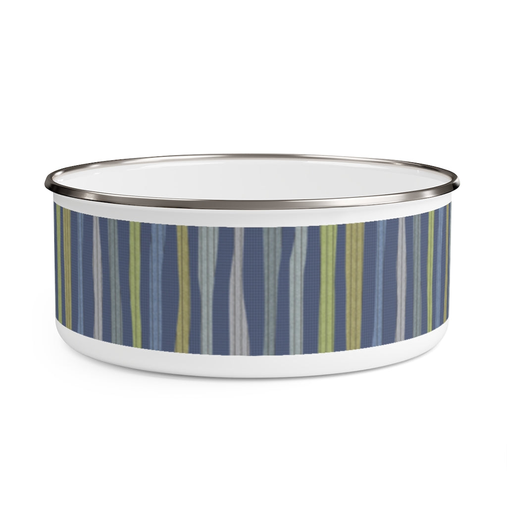 Amazing Stripe Enamel Bowl in Blue