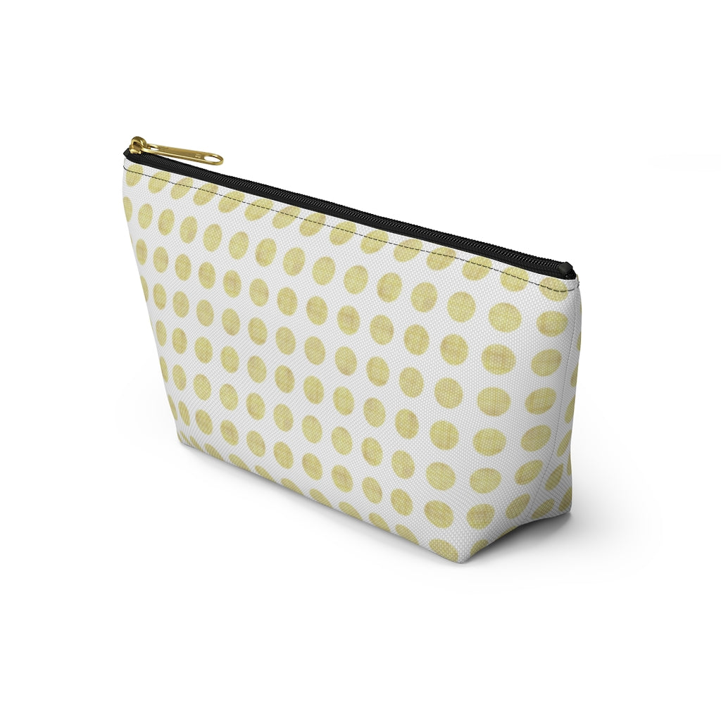 Textured Polka Dots Accessory Pouch w T-bottom in Yellow