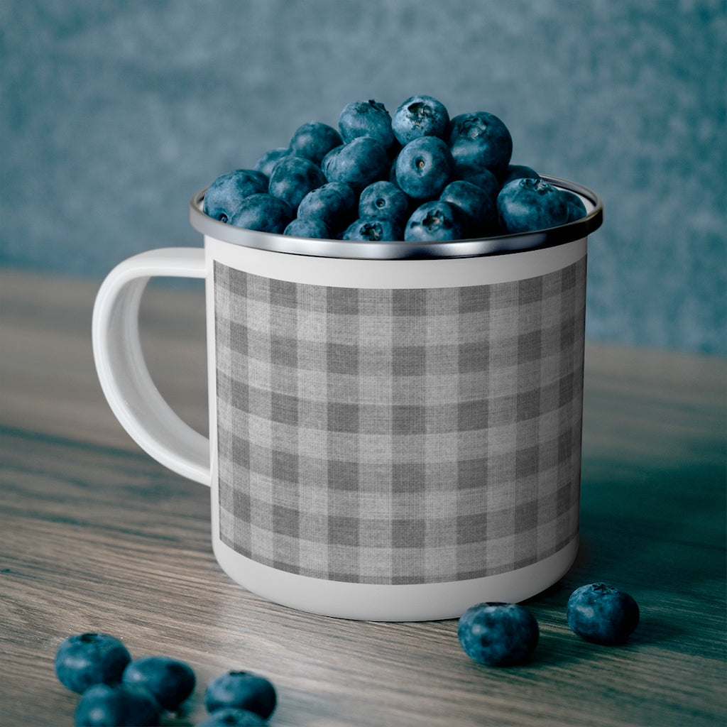 Buffalo Check Enamel Mug in Gray