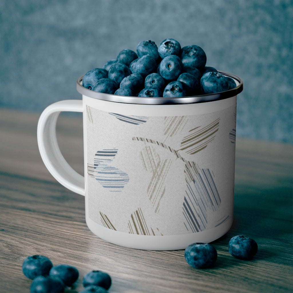 Riverbank Code Enamel Mug in Blue