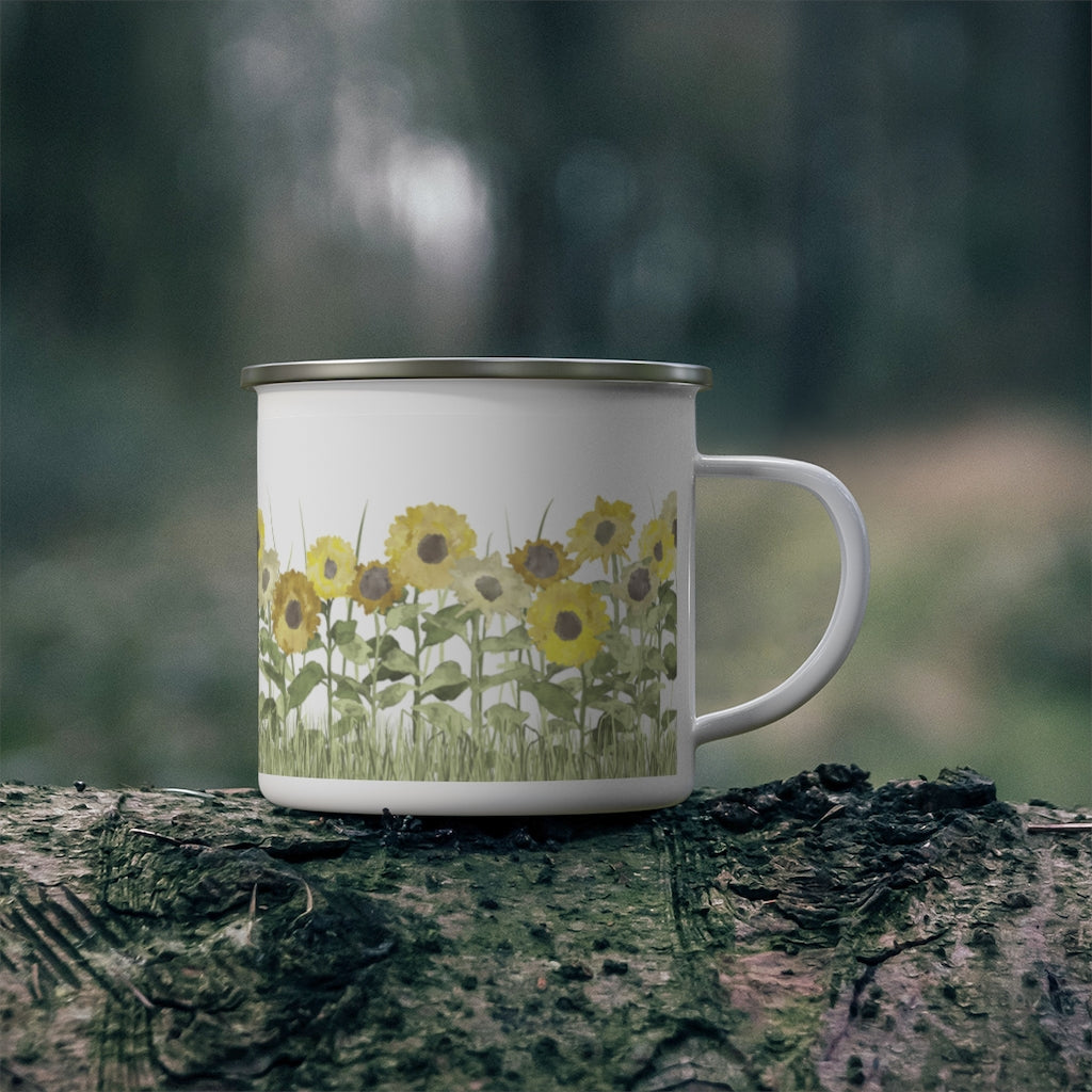 Sunflower Field Enamel Mug in Yellow
