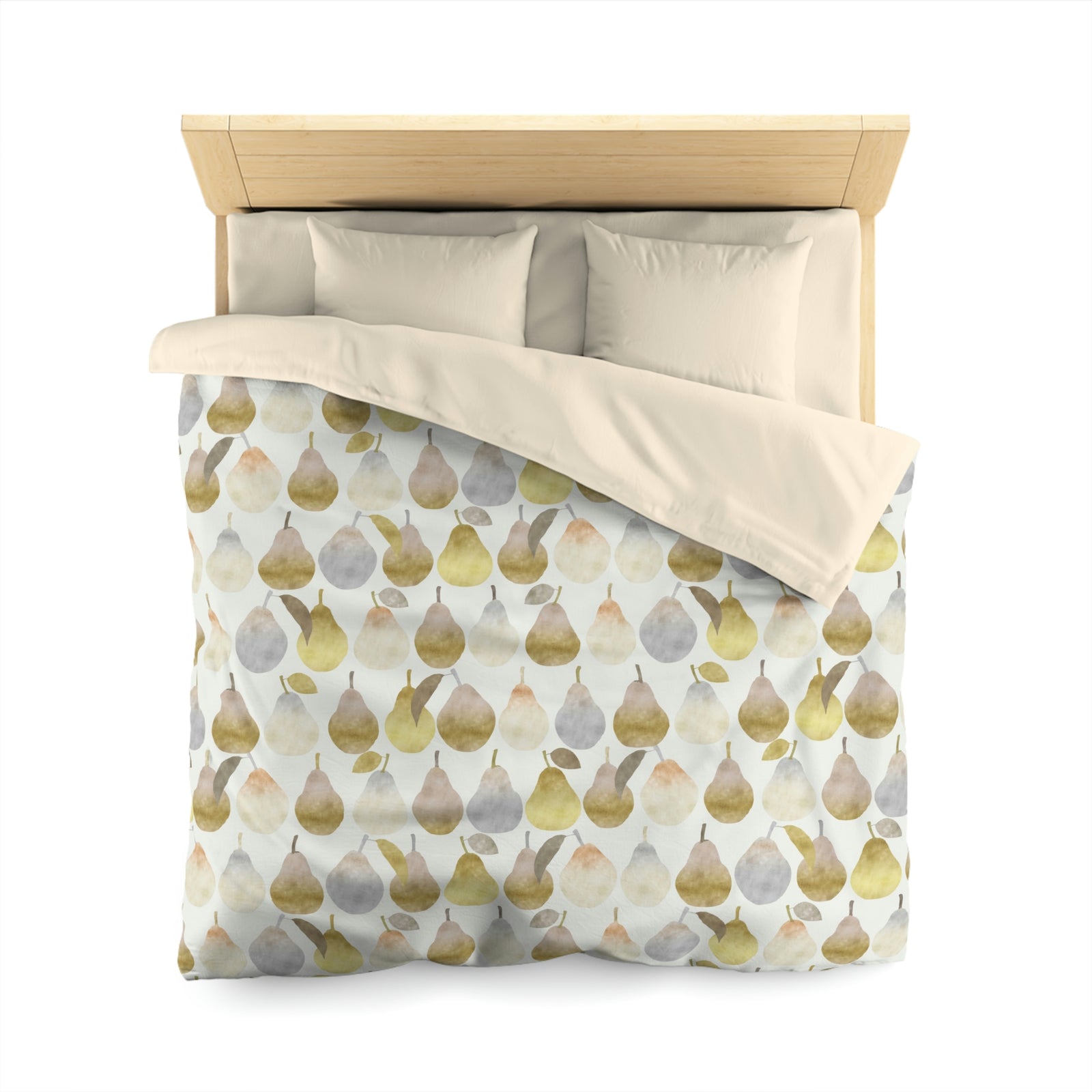 Watercolor Pears Microfiber Duvet Cover in Gold