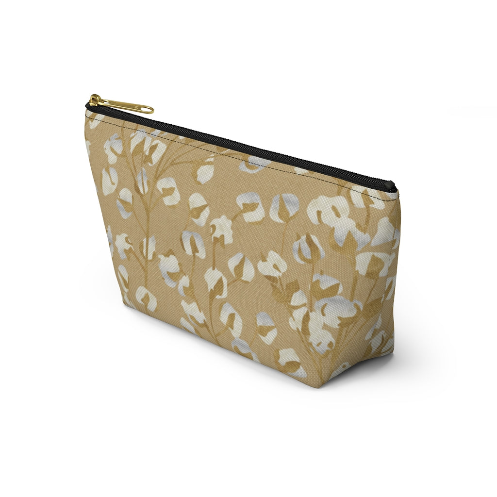 Cotton Branch Accessory Pouch w T-bottom in Gold