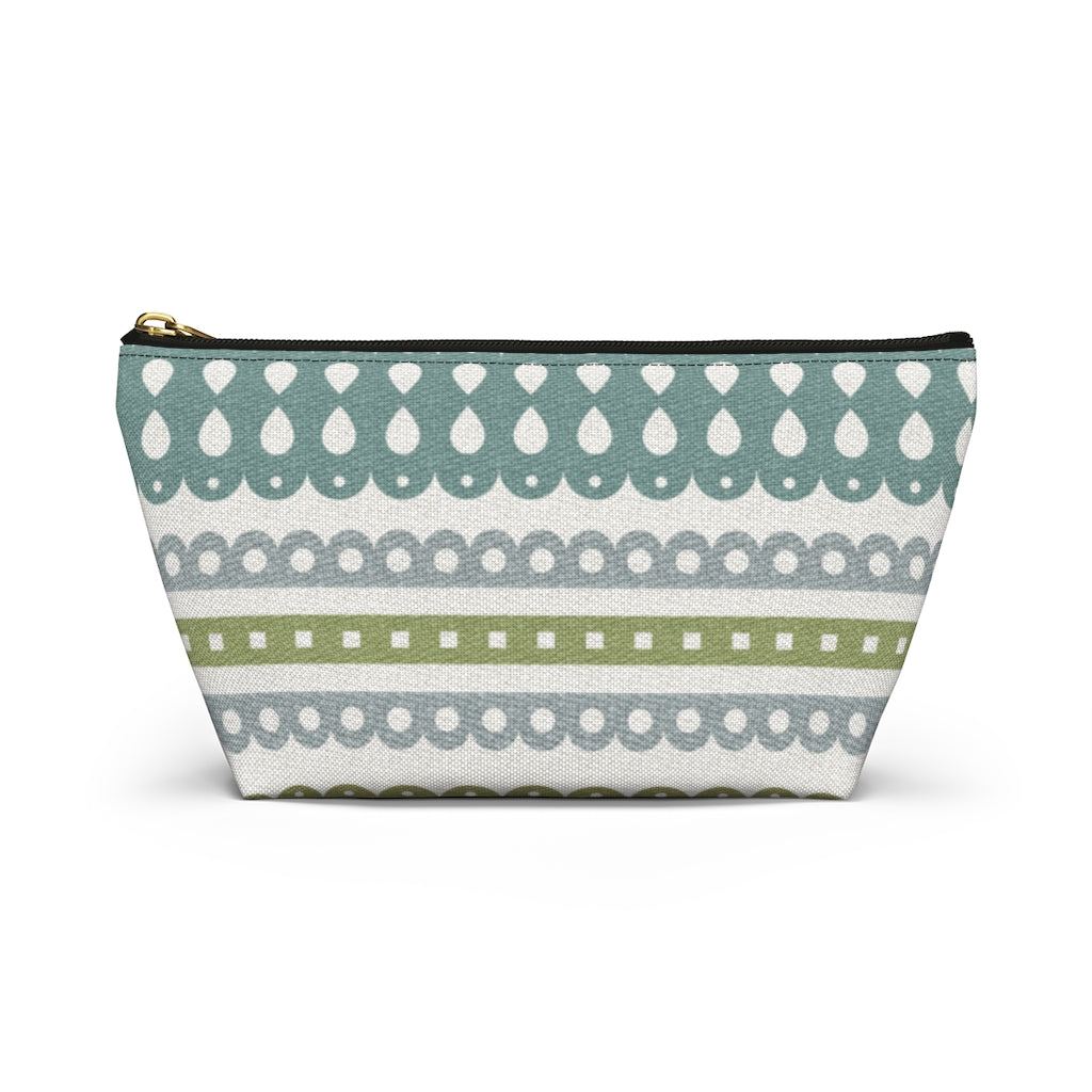 Ribbon Candy Accessory Pouch w T-bottom in Aqua