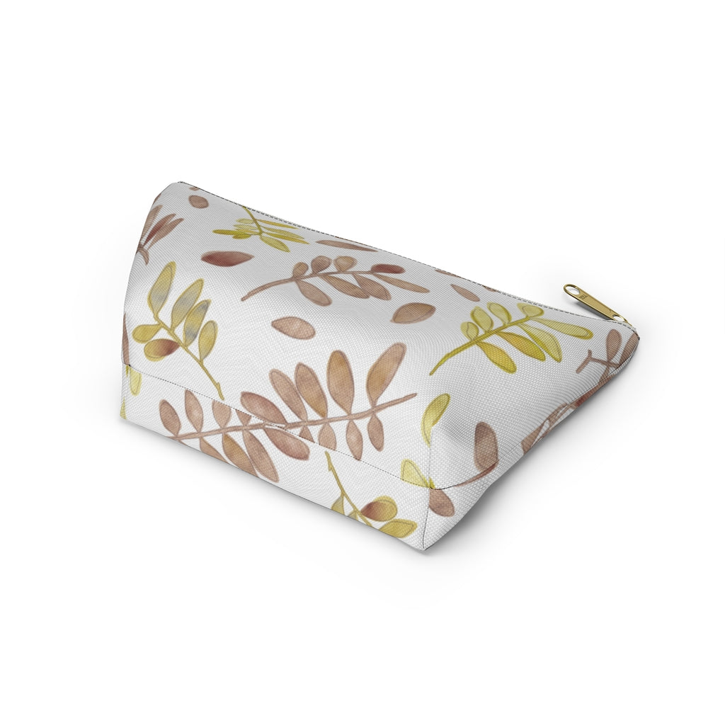 Watercolor Tossed Leaves Accessory Pouch w T-bottom in Red