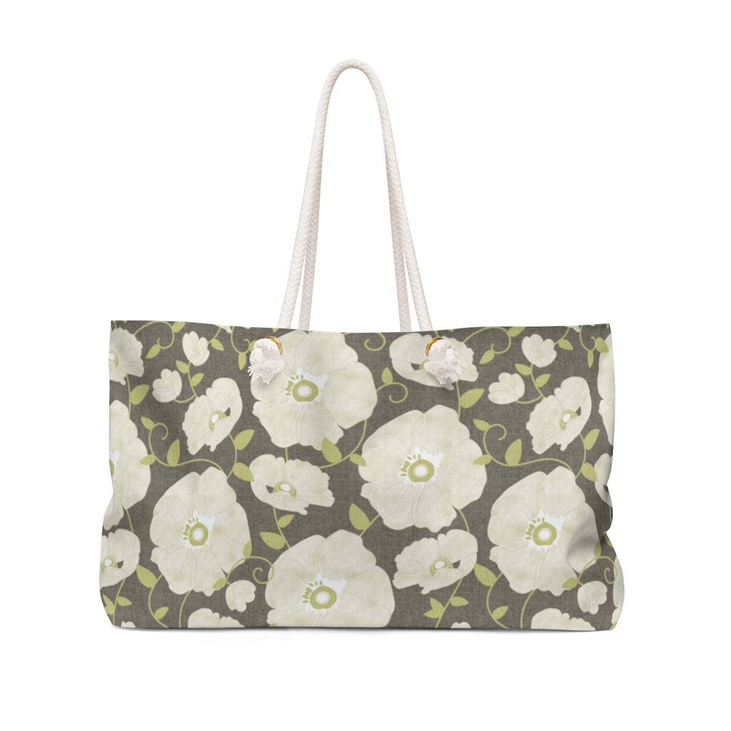 Floral Poppies Weekender Bag in Brown