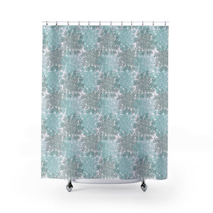 Queen Anne's Lace Shower Curtain in Blue