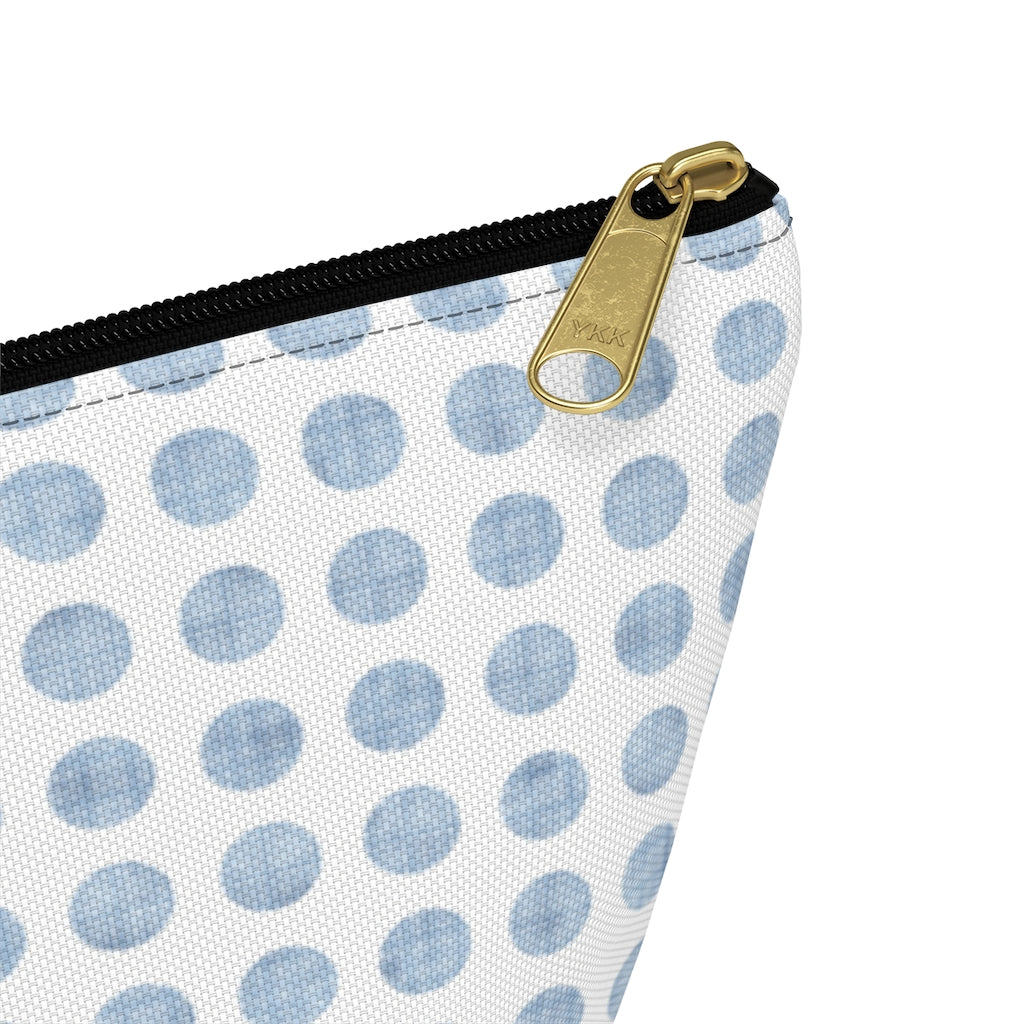 Textured Polka Dots Accessory Pouch w T-bottom in Aqua