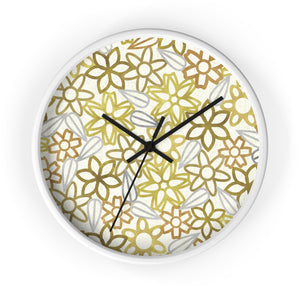 Floral Lace With Leaves Wall Clock in Yellow