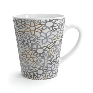 Floral Lace with Leaves Latte Mug in Gray