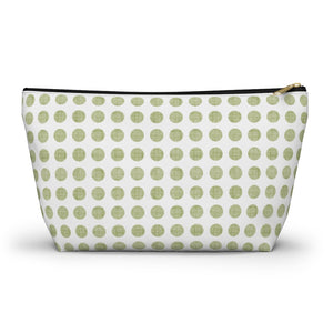 Textured Polka Dots Accessory Pouch w T-bottom in Green