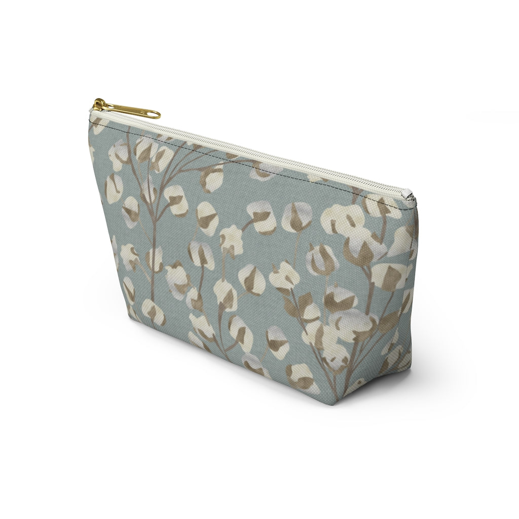 Cotton Branch Accessory Pouch w T-bottom in Aqua
