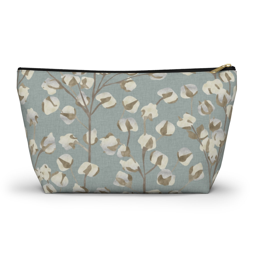 Cotton Branch Accessory Pouch w T-bottom in Aqua