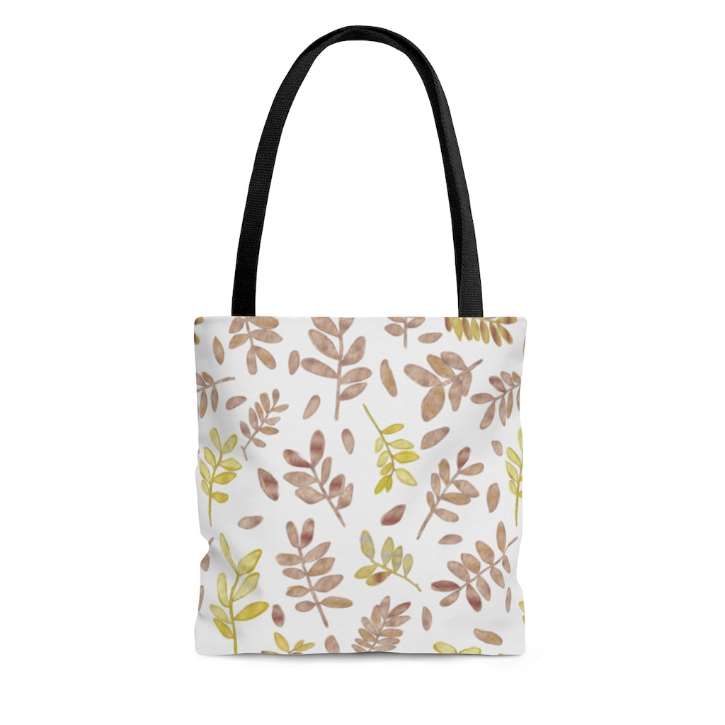 Watercolor Tossed Leaves Tote Bag in Red