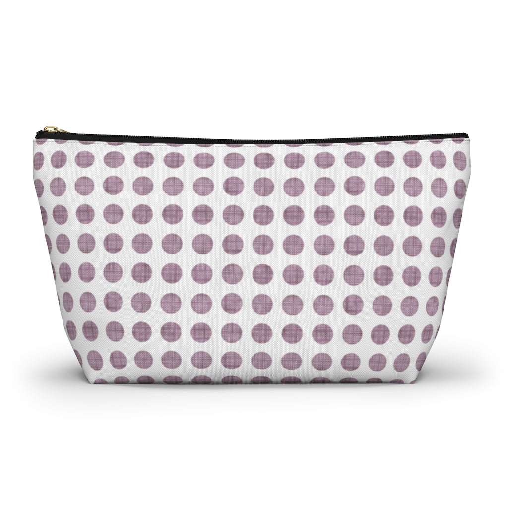 Textured Polka Dots Accessory Pouch w T-bottom in Purple