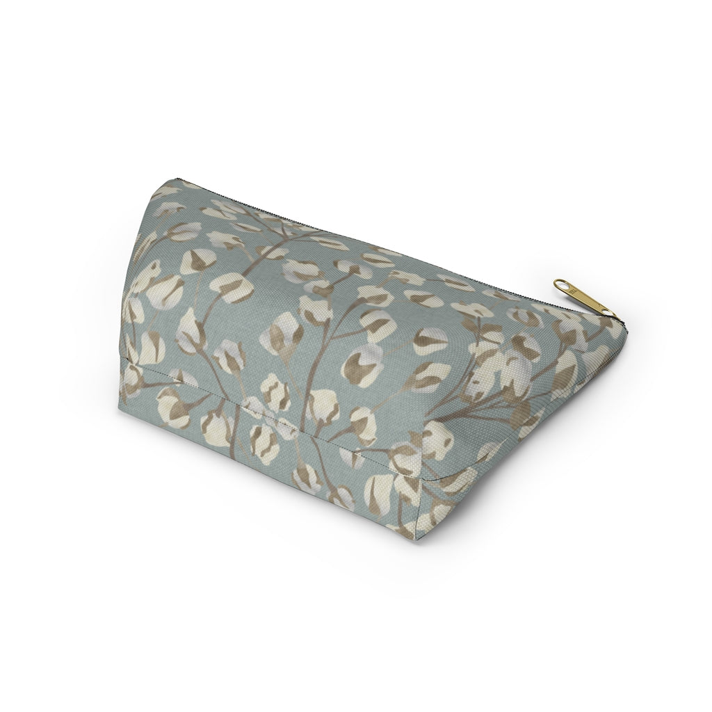 Cotton Branch Accessory Pouch w T-bottom in Aqua