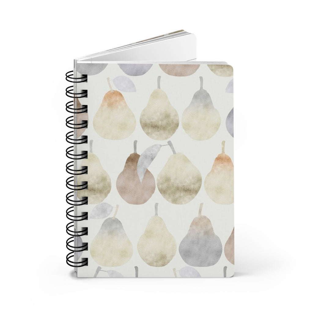 Watercolor Pears Spiral Bound Journal in Gray