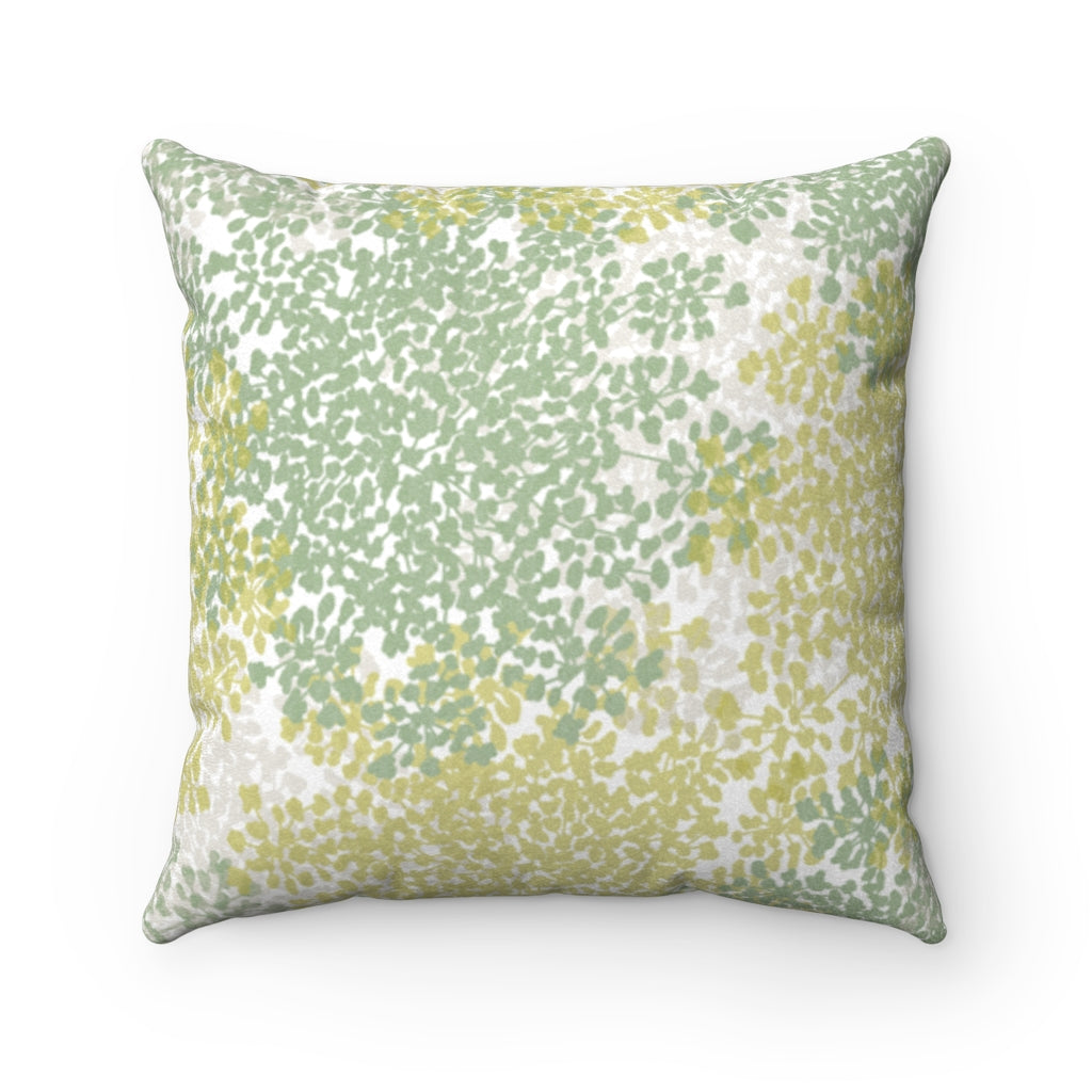 Queen Anne's Lace Square Throw Pillow in Green