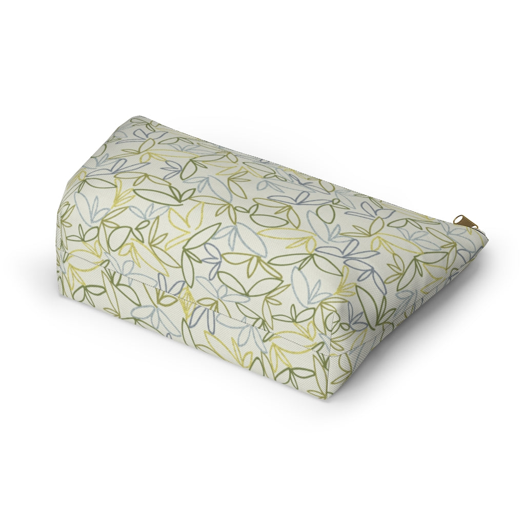 Sketch Leaf Accessory Pouch w T-bottom in Green