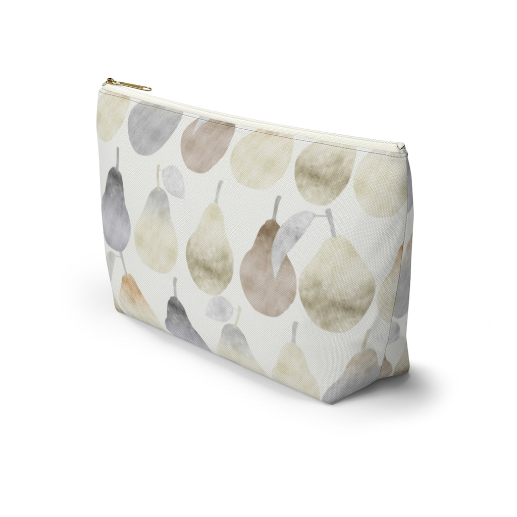 Watercolor Pears Accessory Pouch w T-bottom in Cream